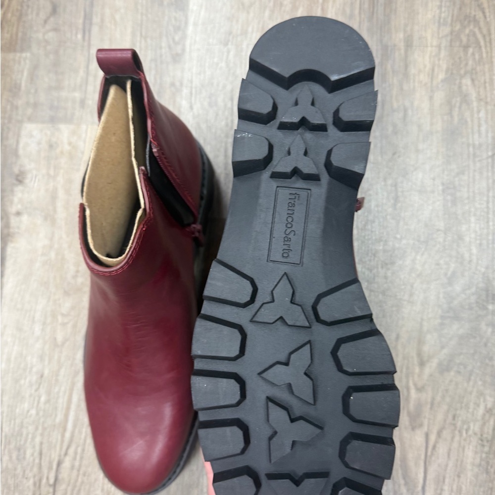 Franco Sarto Burgundy Leather Mini Boots Size 9 - Picture 4 of 6